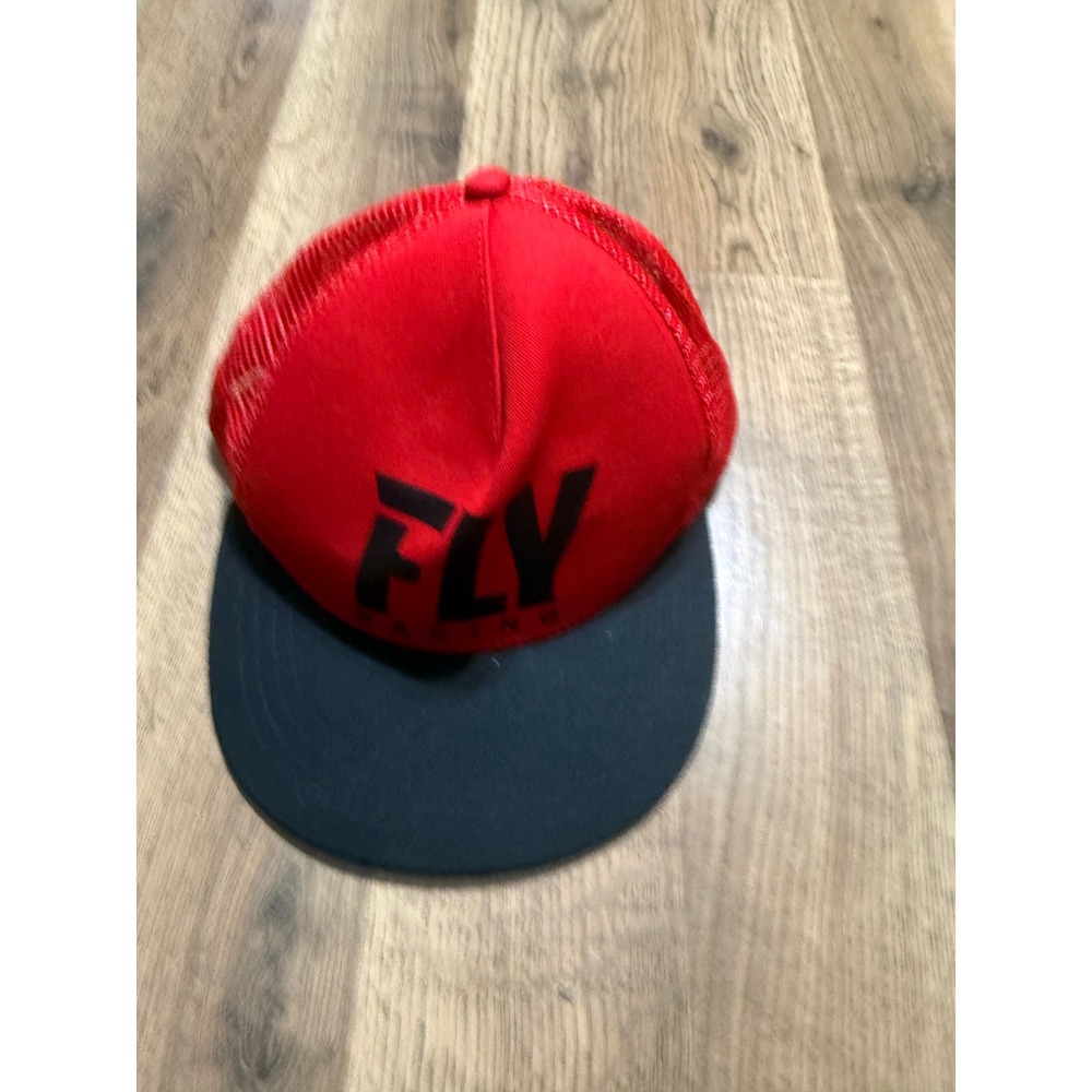 Fly Racing Trucker Hat Mens OSFA Red Black Adult Snapback Mesh Cap Excellent